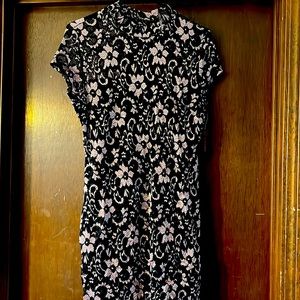 Black and pink lace dress